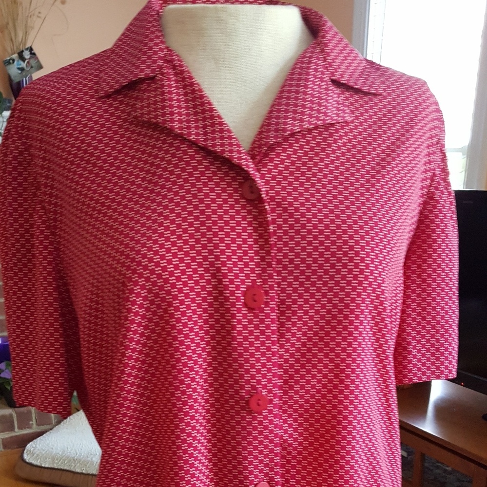 Leslie Fay, Vintage Red, White Blouse 8